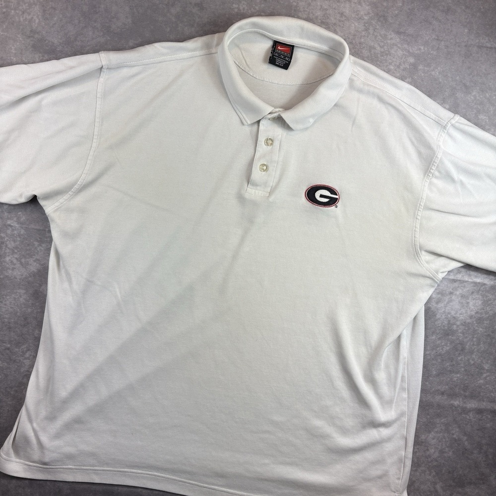 Vintage Georgia Bulldogs Nike Polo Shirt Mens XL White Red Tag College Football